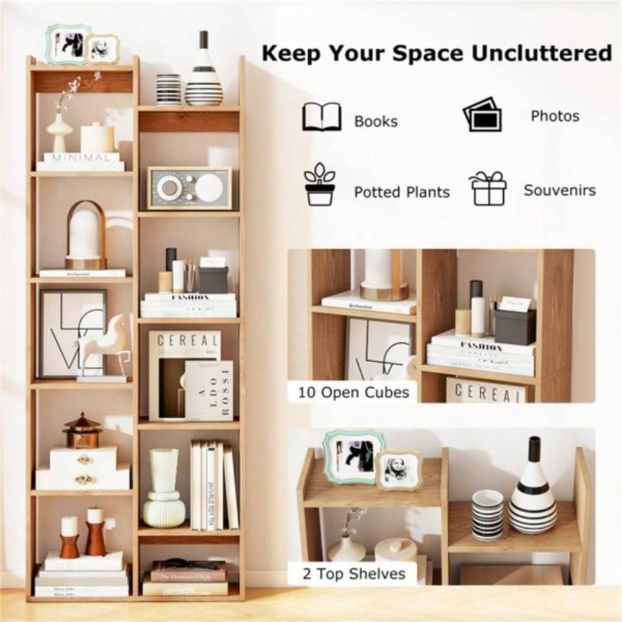 25.5x 8x 64 Wooden Bookcase with Anti - Tipping Kits - Natural