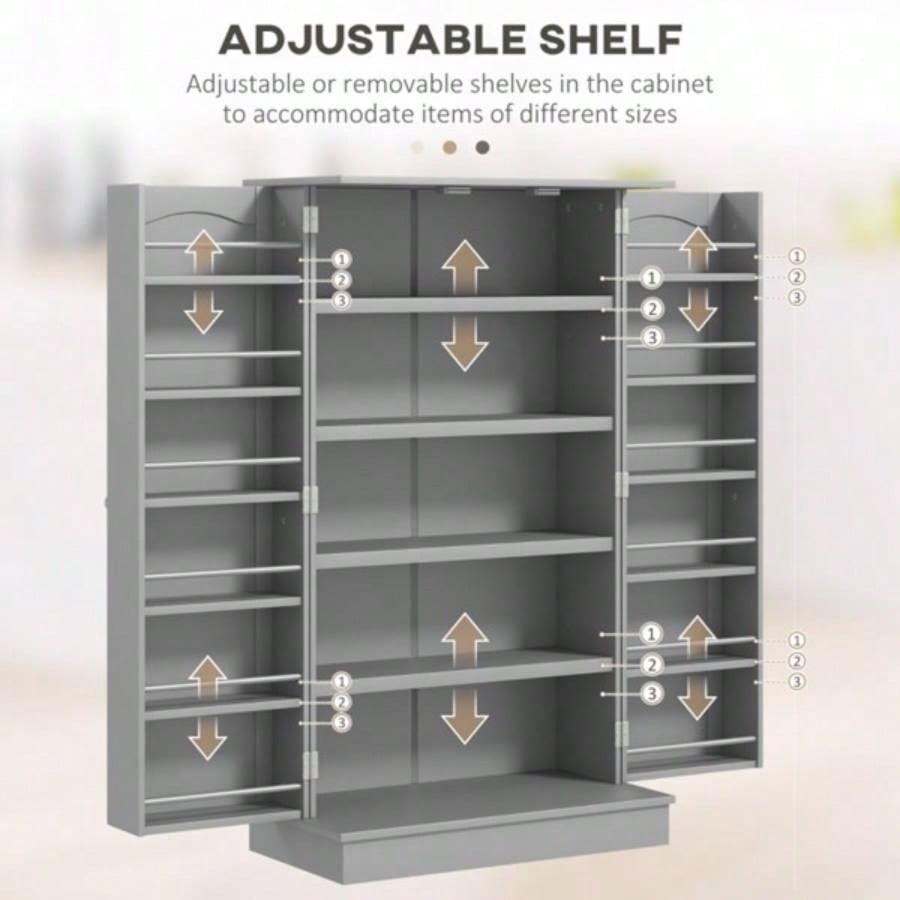 Simple Triamine Adjustable Shelves Sideboard With Door Cabinet White, Gray - AS Prohibited by