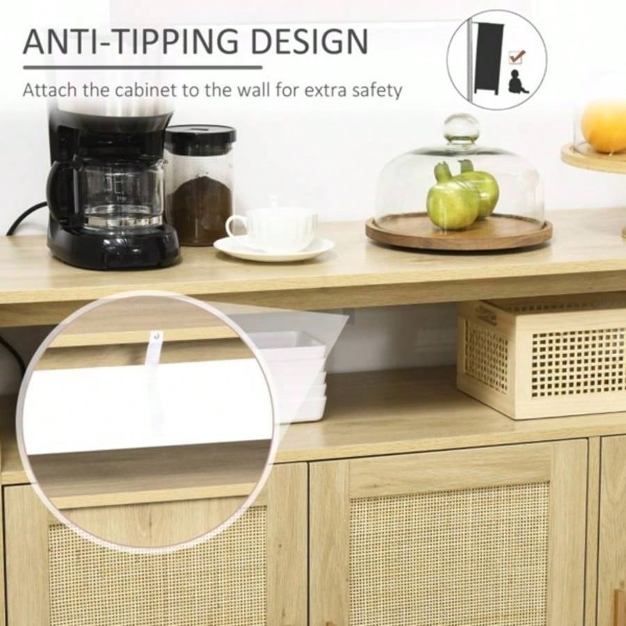 Sideboard Buffet Cabinet with Rattan Doors, Natural Prohibited by