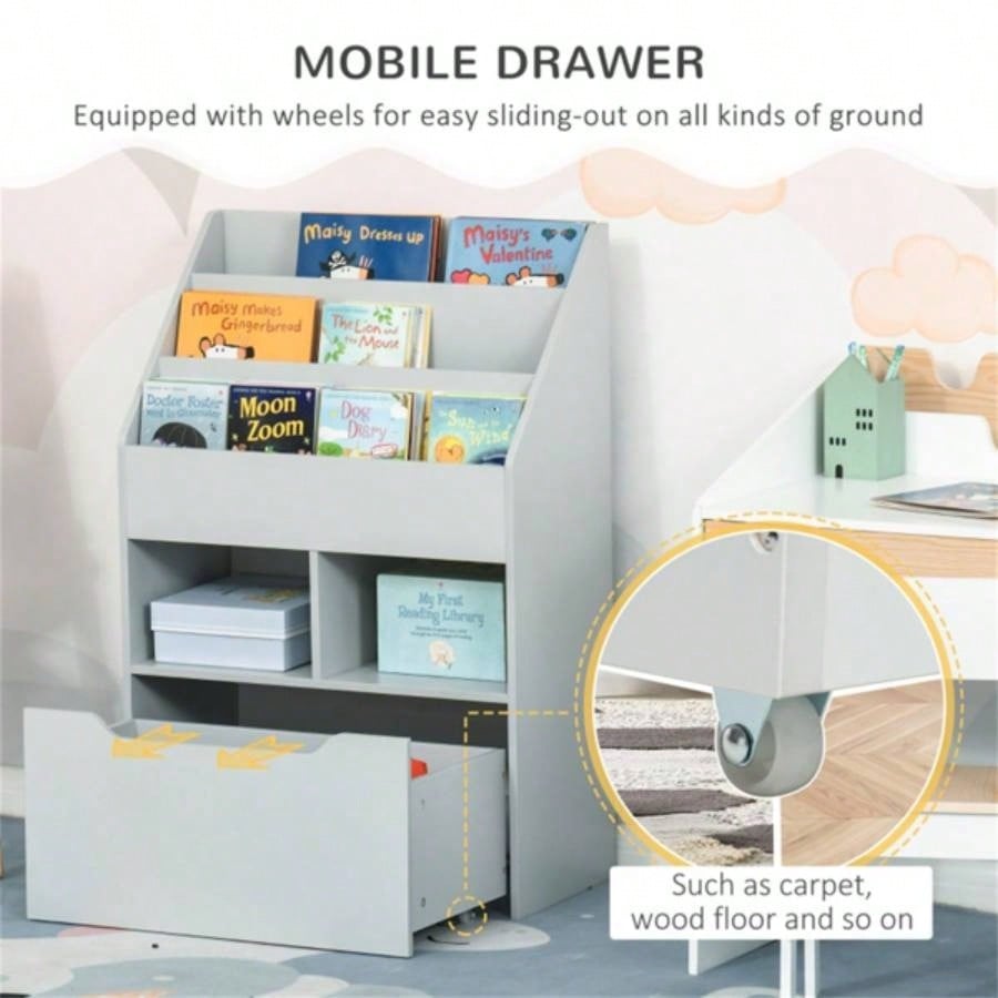 Kids Shelf Book/Storage Cabinet - Gray 1