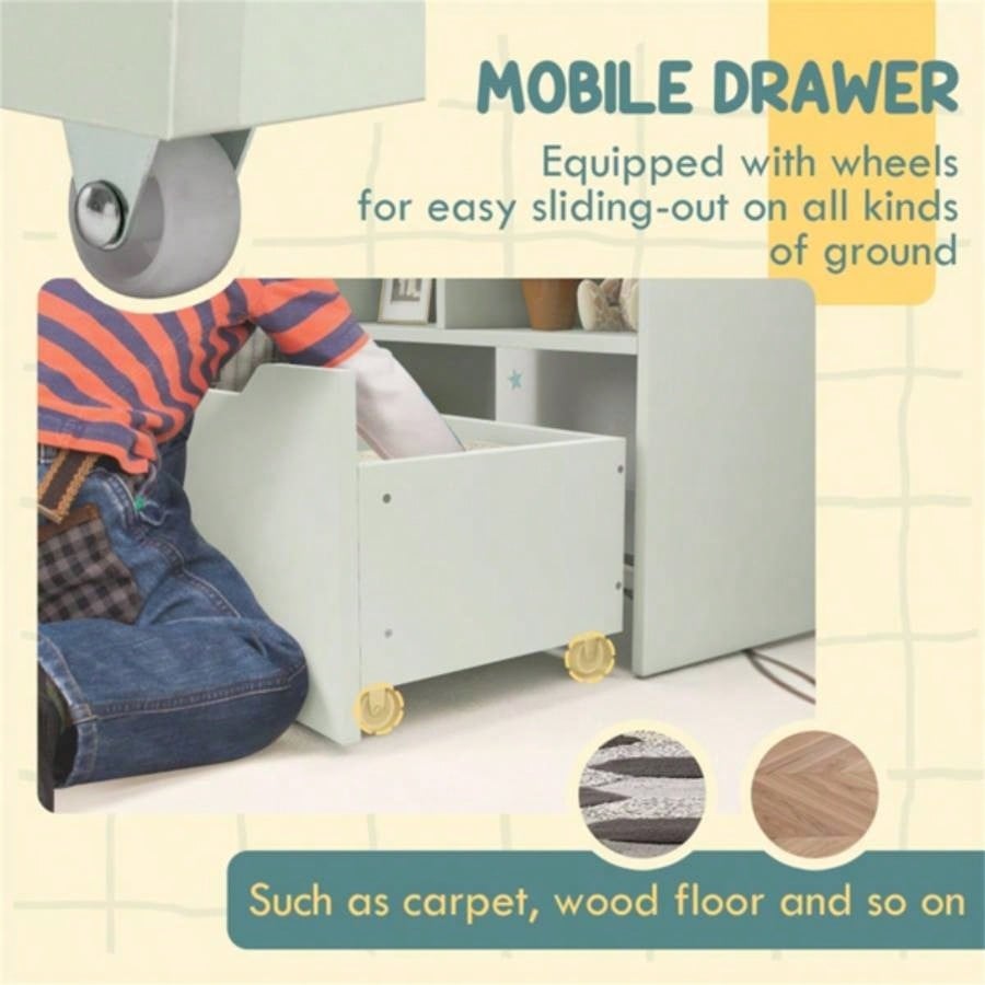 Kids Shelf Book/Storage Cabinet - Pale Green 1