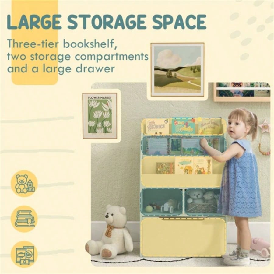 Kids Shelf Book/Storage Cabinet - Pale Green 1