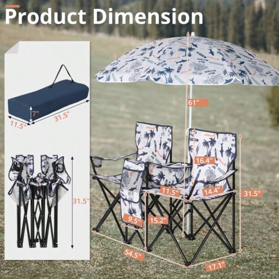 Portable Outdoor 2 - Folding Chair with Removable Coconut Tree
