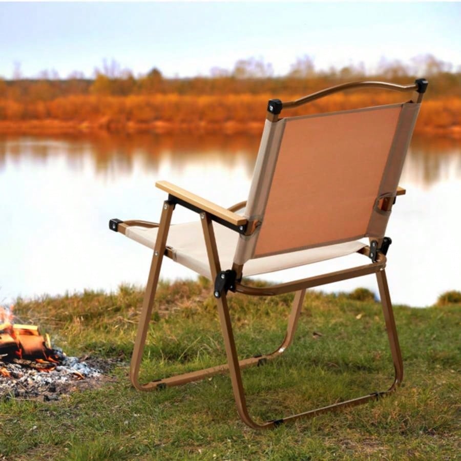 2 Pack Folding Camping Chair, Lightweight Portable Outdoor Beach Chairs Armchairs Backyard Festivals Fishing Picnic Hiking, Khaki