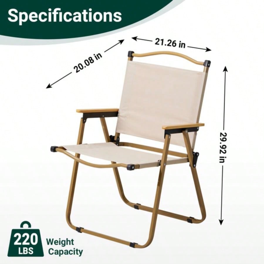 2 Pack Folding Camping Chair, Lightweight Portable Outdoor Beach Chairs Armchairs Backyard Festivals Fishing Picnic Hiking, Khaki