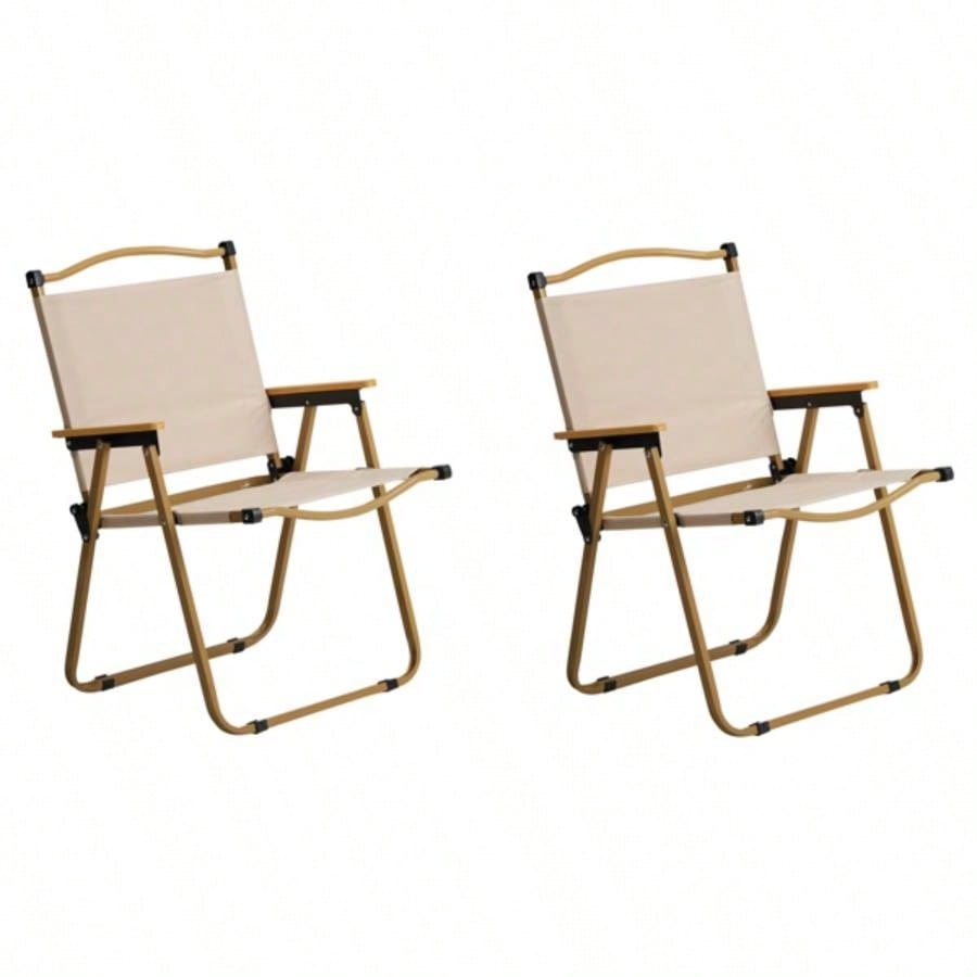 2 Pack Folding Camping Chair, Lightweight Portable Outdoor Beach Chairs Armchairs Backyard Festivals Fishing Picnic Hiking, Khaki