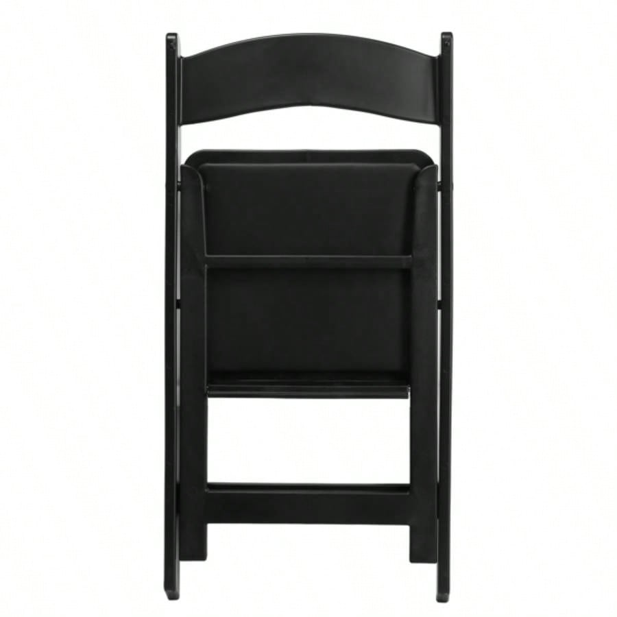 4 Pack Folding Chairs, Resin Chairs with Padded, Comfortable Event Chairs Indoor Outdoor Home Event Party Picnic School Wedding, Black