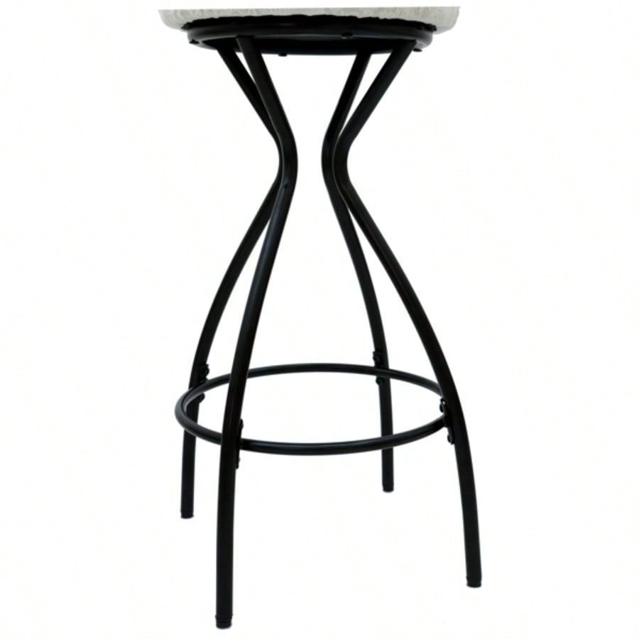 2939; 39; Floral Print Counter Height Bar Stool with Footrest Set of 2 Upholstered Round Barstools Kitchen Dining Room Black White Print
