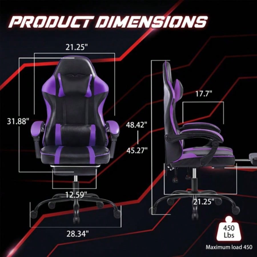 Gaming Chair, Computer Chair with Wheels, Adjustable Height Pu Leather Gamer Chair Office Desk Chair, Ergonomic Video Game Chair Adults