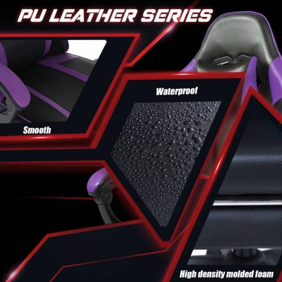 Gaming Chair, Computer Chair with Wheels, Adjustable Height Pu Leather Gamer Chair Office Desk Chair, Ergonomic Video Game Chair Adults
