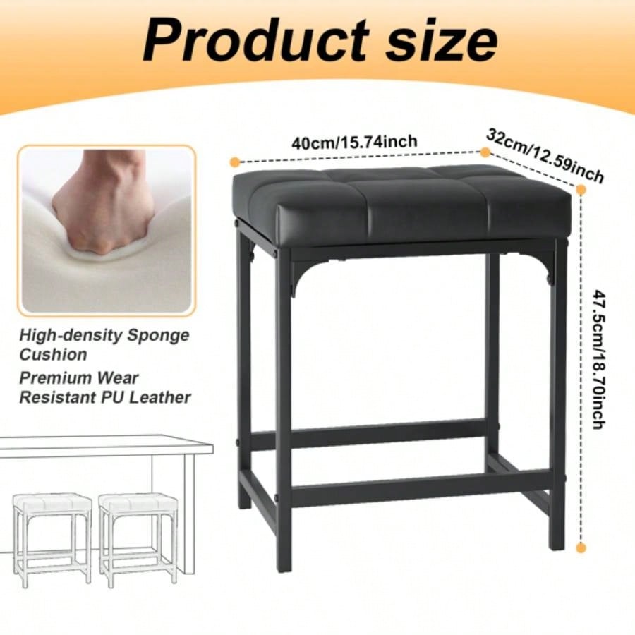 2 Pack Vanity Stool Chair, Makeup Stool, Faux Leather Vanity Stool, Modern Foot Stool Vanity Makeup, Living Room, Bedroom and Entryway, BarstoolsNot shipped on weekends, banned