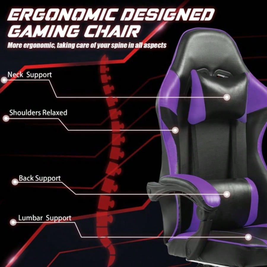 Gaming Chair, Computer Chair with Wheels, Adjustable Height Pu Leather Gamer Chair Office Desk Chair, Ergonomic Video Game Chair Adults