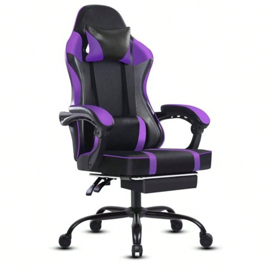 Gaming Chair, Computer Chair with Wheels, Adjustable Height Pu Leather Gamer Chair Office Desk Chair, Ergonomic Video Game Chair Adults