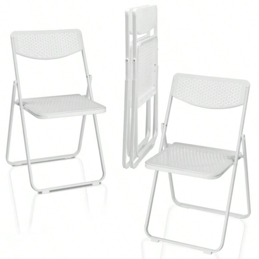4 Pack Plastic Folding Chairs, Lightweight Stackable Commercial Chairs, Portable Event Seats Indoor Outdoor Home Event Party Picnic School Wedding, White