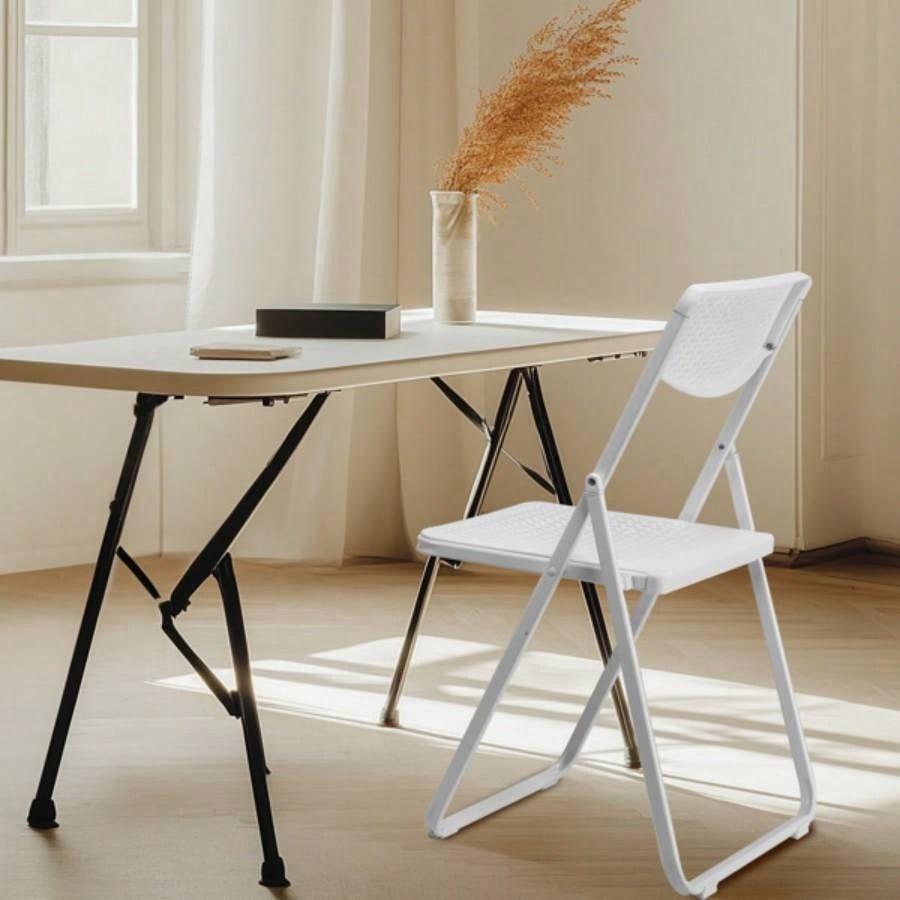 4 Pack Plastic Folding Chairs, Lightweight Stackable Commercial Chairs, Portable Event Seats Indoor Outdoor Home Event Party Picnic School Wedding, White