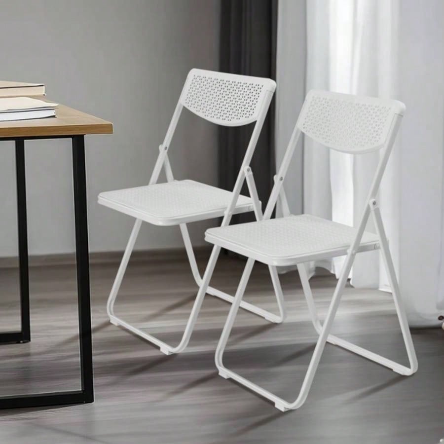 4 Pack Plastic Folding Chairs, Lightweight Stackable Commercial Chairs, Portable Event Seats Indoor Outdoor Home Event Party Picnic School Wedding, White