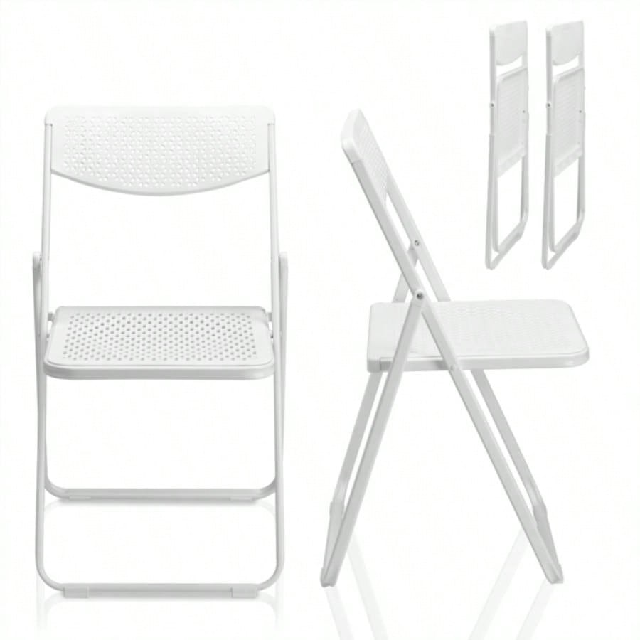 4 Pack Plastic Folding Chairs, Lightweight Stackable Commercial Chairs, Portable Event Seats Indoor Outdoor Home Event Party Picnic School Wedding, White