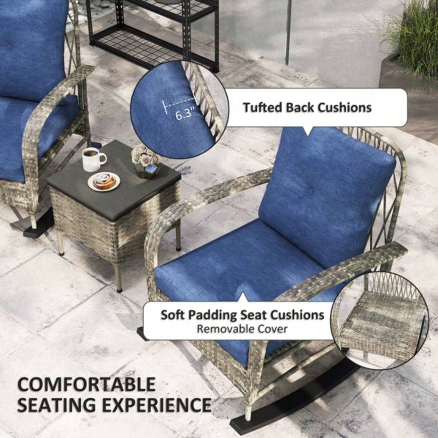 Rattan Chaise Lounge ChairWicker Patio Furniture Set