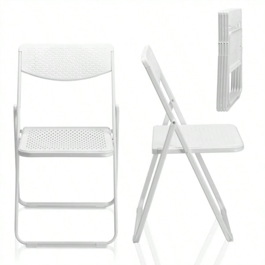 6 Pack Plastic Folding Chairs, Lightweight Stackable Commercial Chairs, Portable Event Seats Indoor Outdoor Home Event Party Picnic School Wedding, White