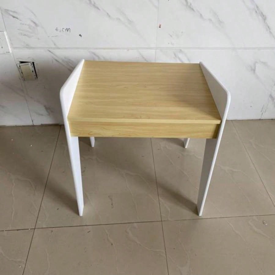 Kids Table Set with One Chair, Wooden Children Study Table, 2 - 8 Age Kids Funiture, White+Natural
