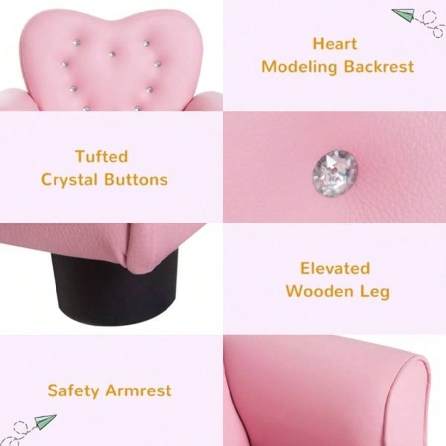 Kids Sofa Toddler Tufted Upholstered Sofa Chair Princess Couch with Decoration - AS Prohibited by