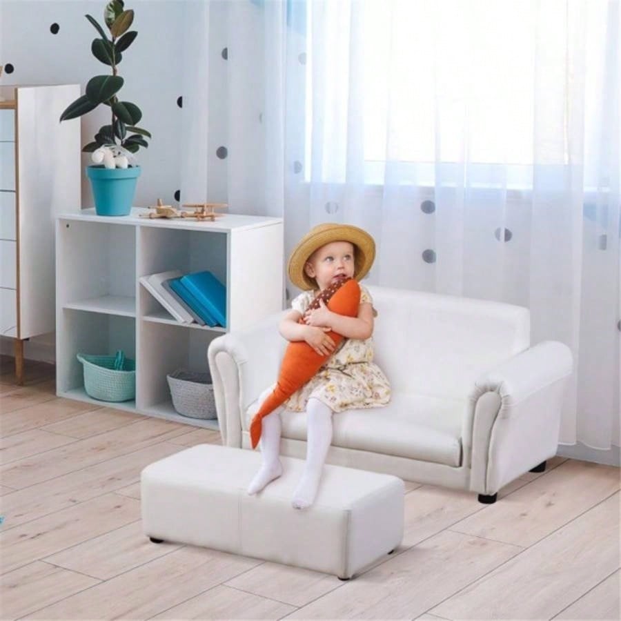 Kids Sofa Set with Footstool - White Prohibited by