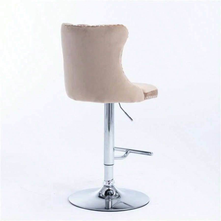 Furniture, Swivel Velvet Barstools Adjusatble Height from 25 - 33 Inch, Modern Upholstered base Bar Stools with Backs Comfortable Tufted Home Pub and Kitchen IslandKhaki, Set of 2