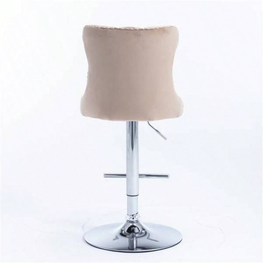 Furniture, Swivel Velvet Barstools Adjusatble Height from 25 - 33 Inch, Modern Upholstered base Bar Stools with Backs Comfortable Tufted Home Pub and Kitchen IslandKhaki, Set of 2