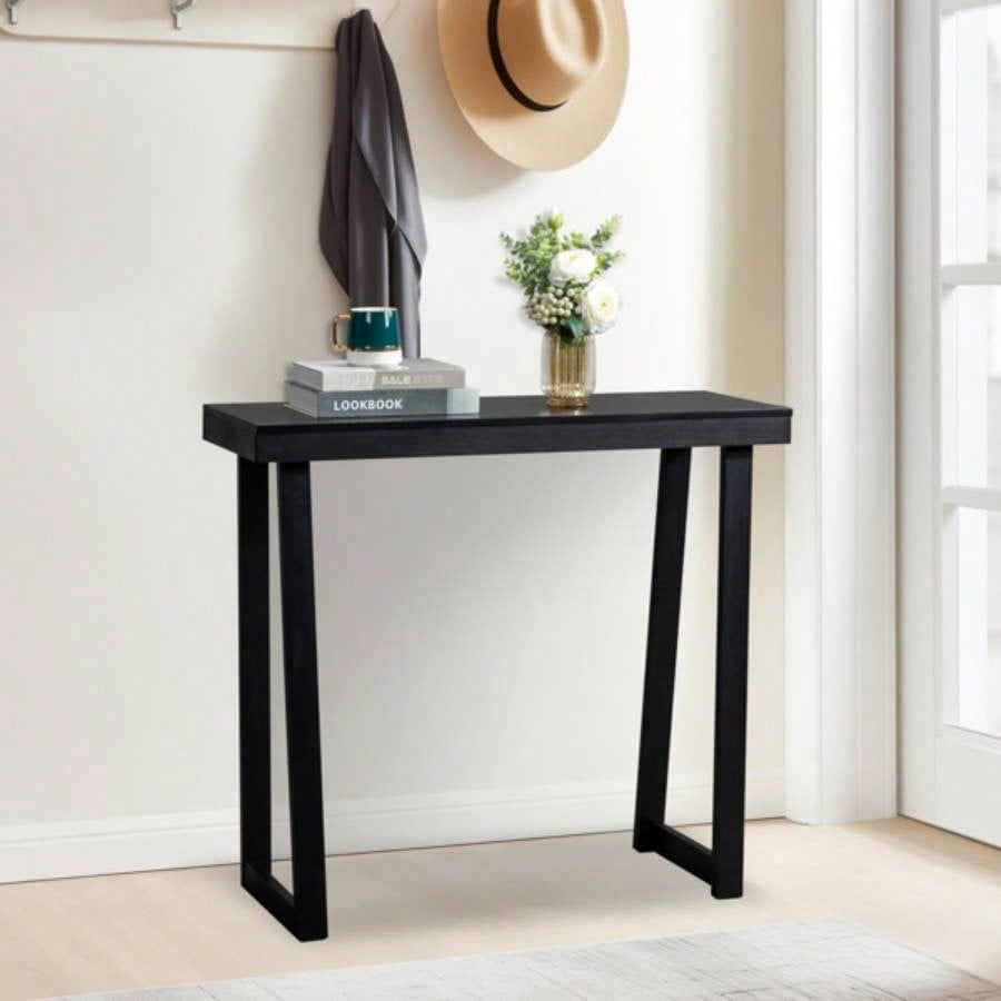35.8 Inch Solid Wood Console Table Entryway, Sofa Table Narrow Entryway Table Hallway, Behind Couch, Living Room, Foyer, Black