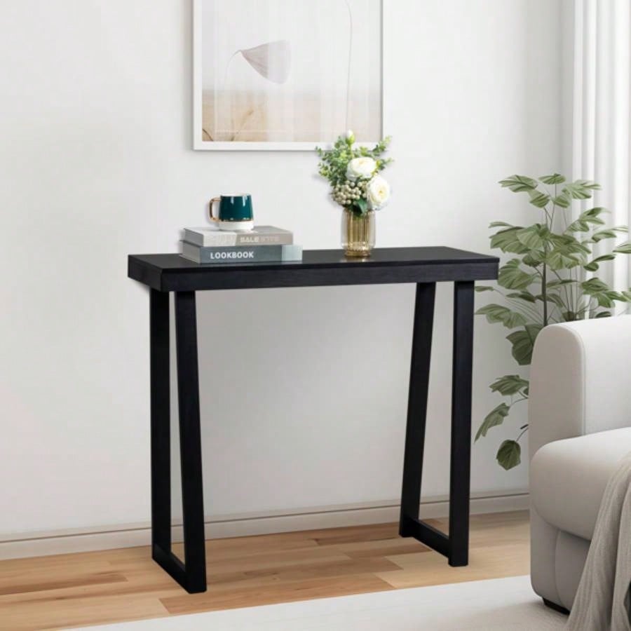 35.8 Inch Solid Wood Console Table Entryway, Sofa Table Narrow Entryway Table Hallway, Behind Couch, Living Room, Foyer, Black