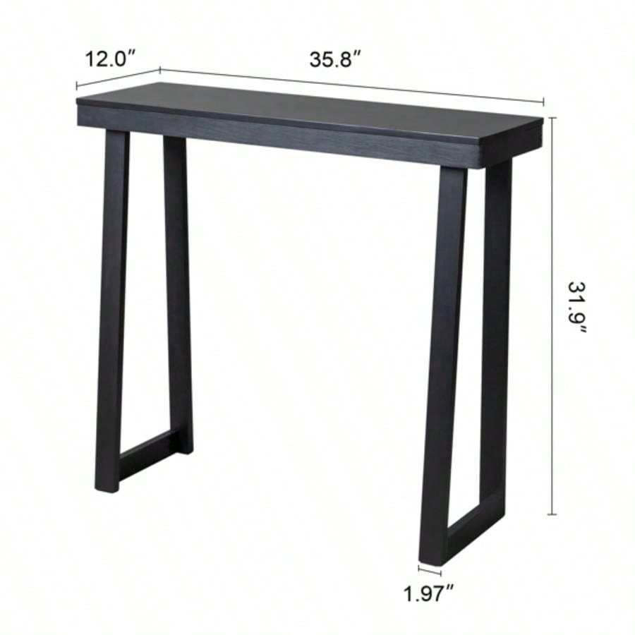 35.8 Inch Solid Wood Console Table Entryway, Sofa Table Narrow Entryway Table Hallway, Behind Couch, Living Room, Foyer, Black