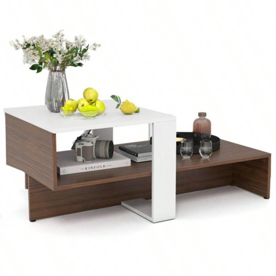 Double layered dual color coffee table