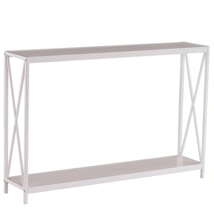Same model code63670854Triamine Board Iron Frame Porch Table Sofa Side Table Reddish Oak Wood Grain