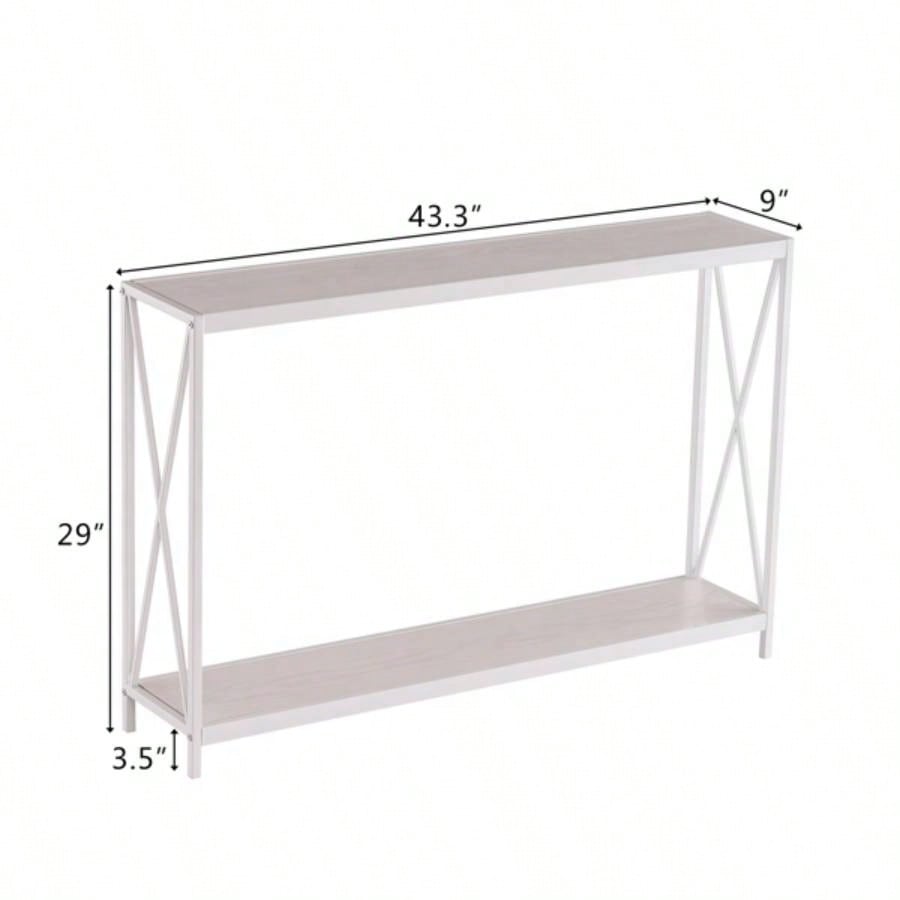 Same model code63670854Triamine Board Iron Frame Porch Table Sofa Side Table Reddish Oak Wood Grain
