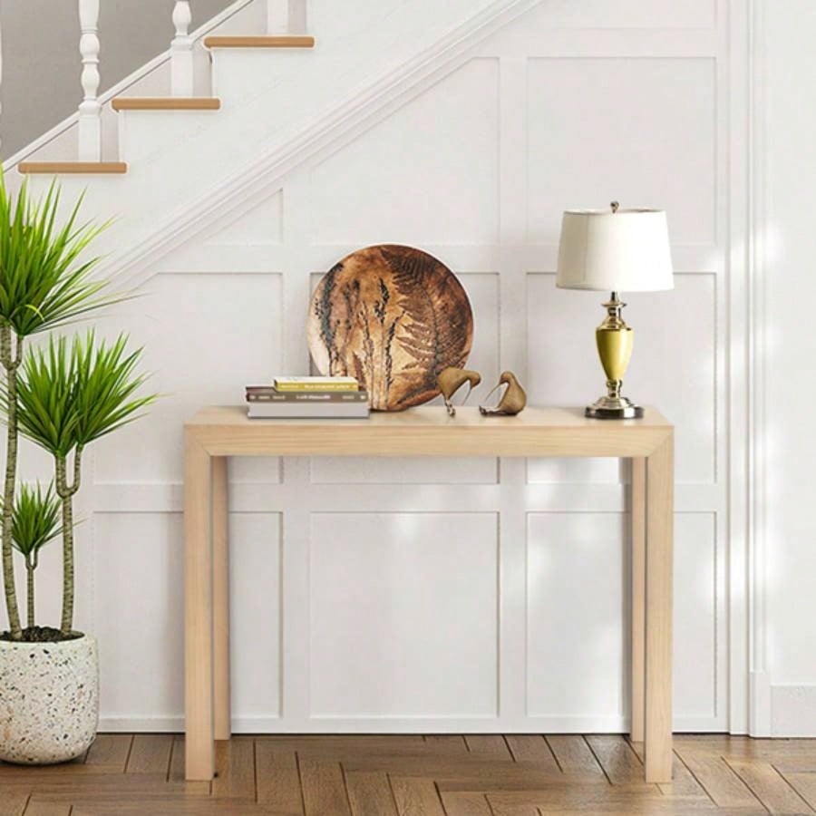 46 inch Pinewood Entryway Table, Console Table Entrance Table, Narrow Sofa Table Living Room Entryway Hallway, Natural Wood