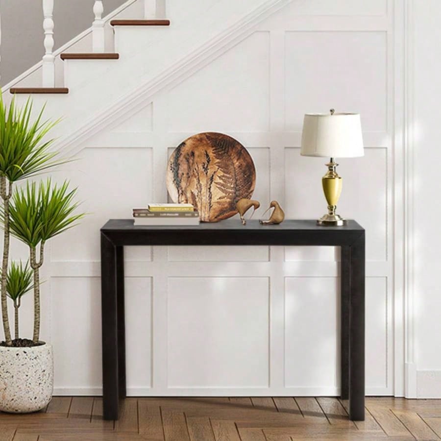 46 inch Pinewood Entryway Table, Console Table Entrance Table, Narrow Sofa Table Living Room Entryway Hallway, Black