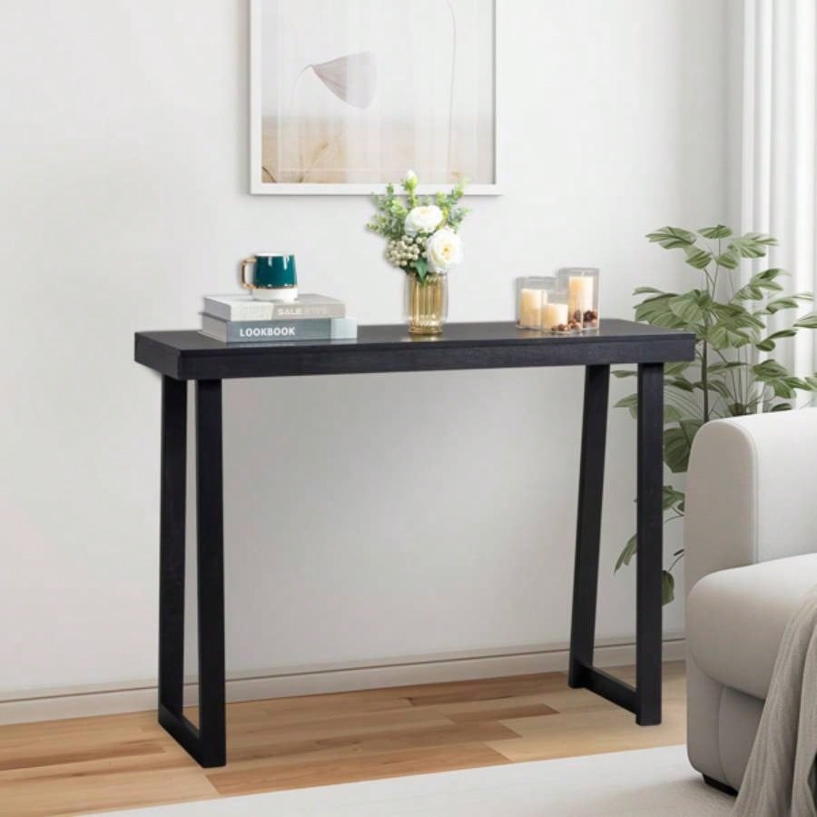 43.3 Inch Solid Wood Console Table Entryway, Sofa Table Narrow Entryway Table Hallway, Behind Couch, Living Room, Foyer, Black