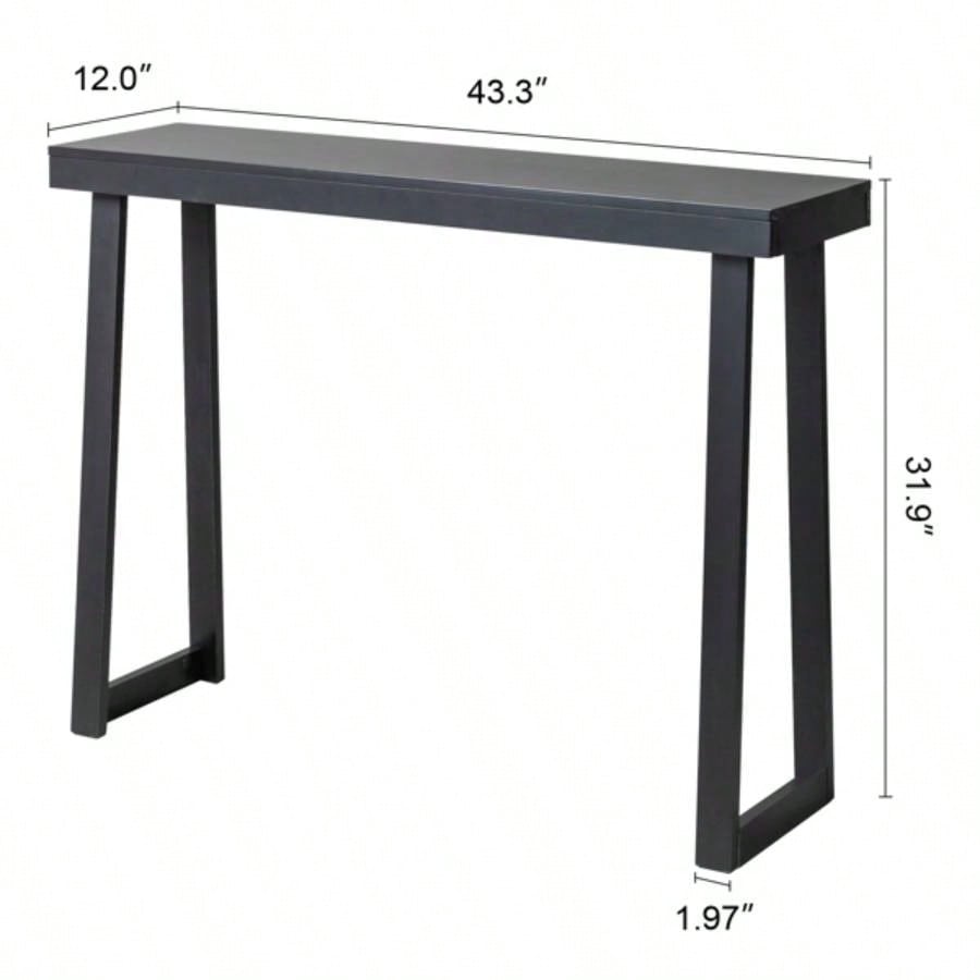 43.3 Inch Solid Wood Console Table Entryway, Sofa Table Narrow Entryway Table Hallway, Behind Couch, Living Room, Foyer, Black