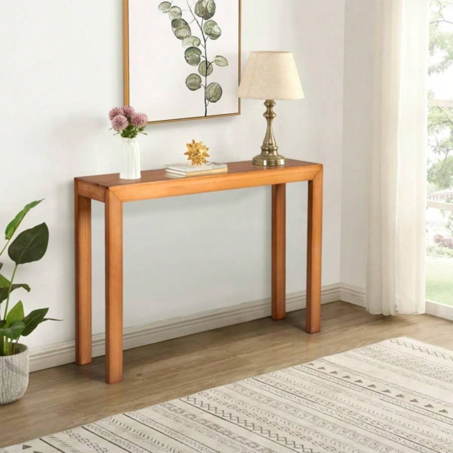 46 inch Pinewood Entryway Table, Console Table Entrance Table, Narrow Sofa Table Living Room Entryway Hallway, Light Brown