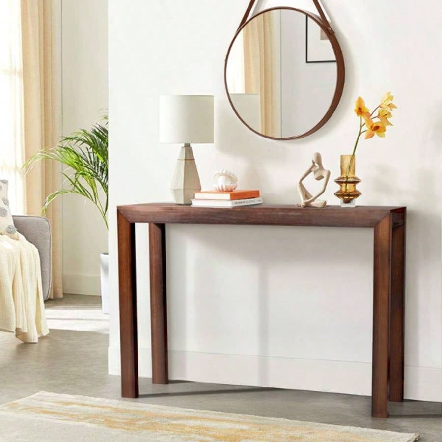46 inch Pinewood Entryway Table, Console Table Entrance Table, Narrow Sofa Table Living Room Entryway Hallway, Walnut