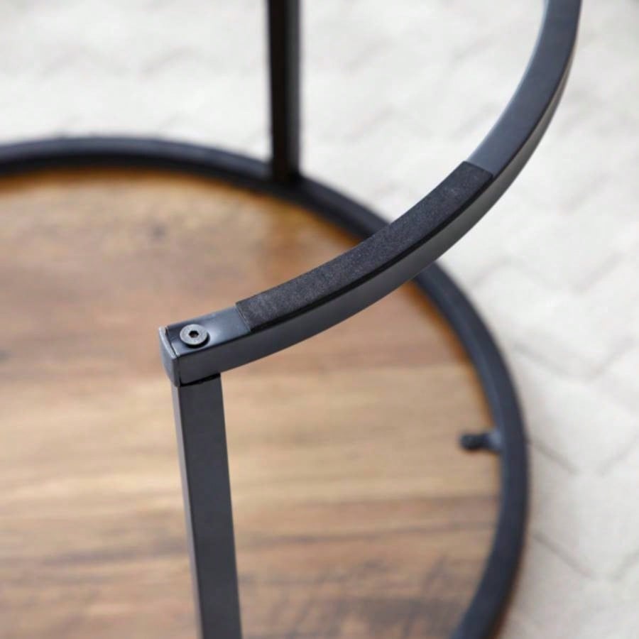 Set of 2 Coffee Table Nesting Side Round End Table Top Sturdy Metal Frame Desk Centerpiece Living Room Bedroom Apartment Modern Industrial Simple Nightstand