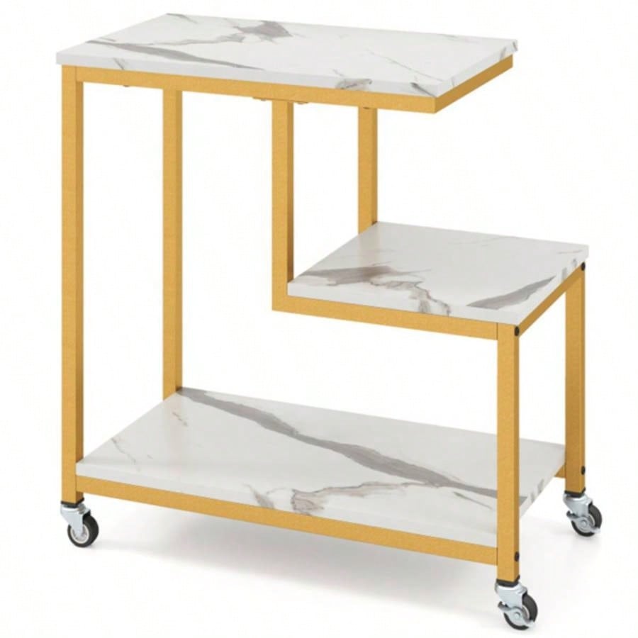 3 - layer White table with wheels