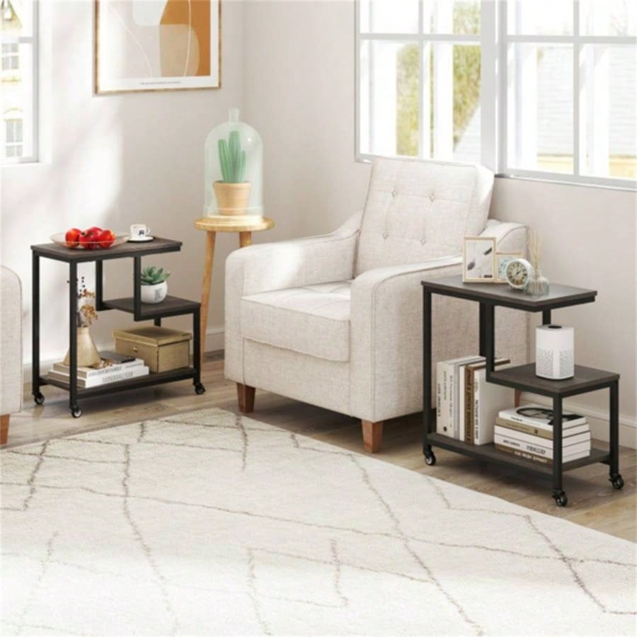 3 - layer gray table with wheels