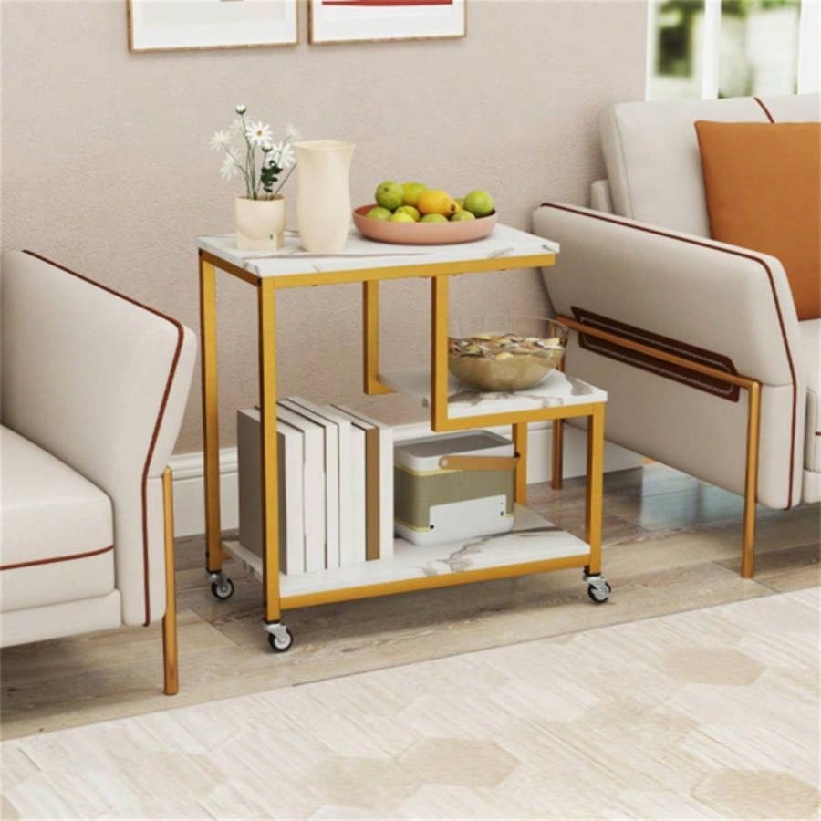 3 - layer White table with wheels