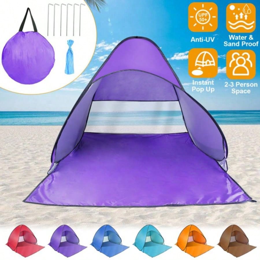Up Beach Tent Shade Shelter Anti - Automatic Waterproof Tent Canopy 2/3 Man/ Net Window Storage Bag Outdoor Beach Camping Fishing Park Lake