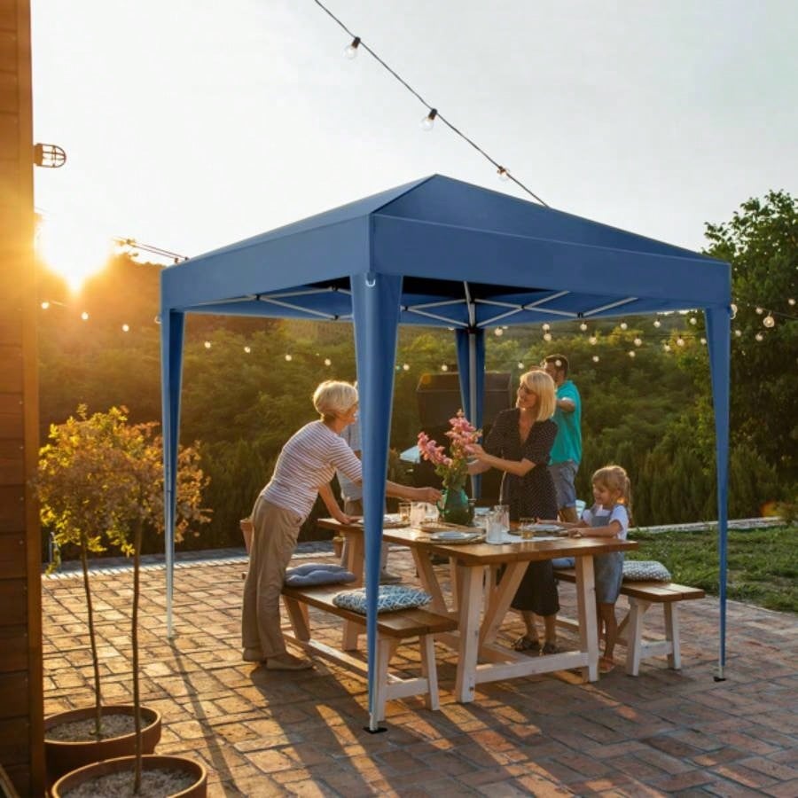 2x 2m Two Doors Two Practical Waterproof Right - Angle Folding Tent Blue