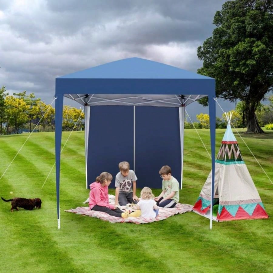 2x 2m Two Doors Two Practical Waterproof Right - Angle Folding Tent Blue