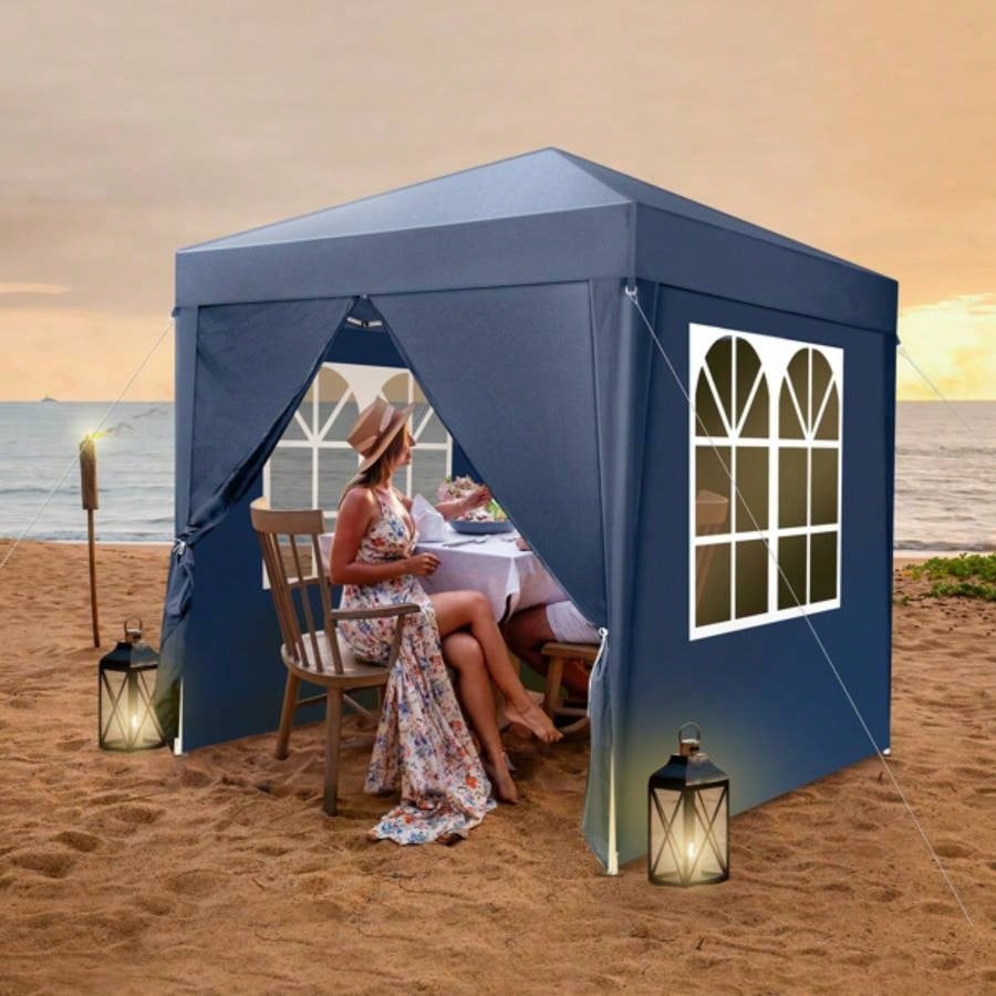 2x 2m Two Doors Two Practical Waterproof Right - Angle Folding Tent Blue