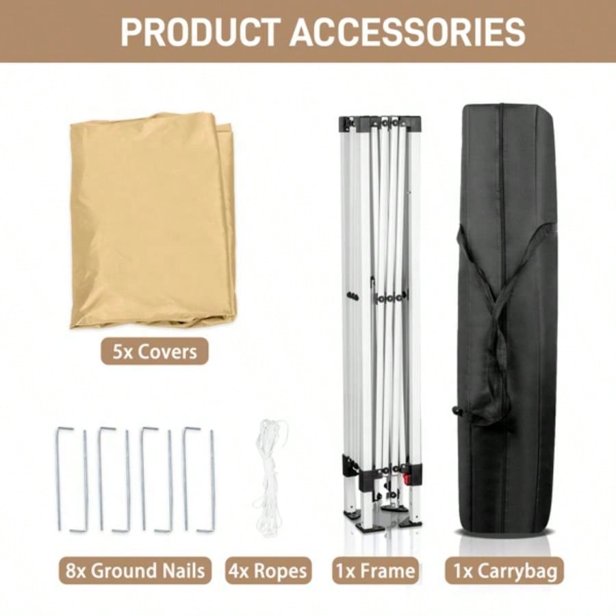3x Two Doors Two Practical Waterproof Right - Angle Folding Tent Khaki