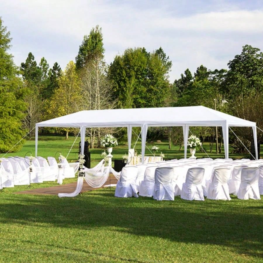 3*9m Non - Cloth PE Cloth Plastic Sprayed Iron Pipe Outdoor Party Tent White